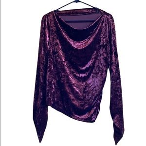 CONTEXT Petite Burgundy Crushed Velvet Tunic Top